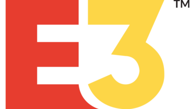 E3:s logga. Den består av ett stort rött E och en stor gul trea.