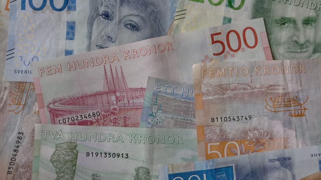 Sveriges alla sedlar. Från 20-lappen till 1000-lappen.