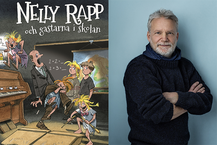 Foto på bokens omslag samt ett porträtt på författaren Martin Widmark.