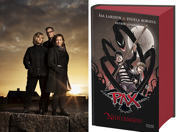 Foto på författarna samt en bild på omslaget till Nidstången.